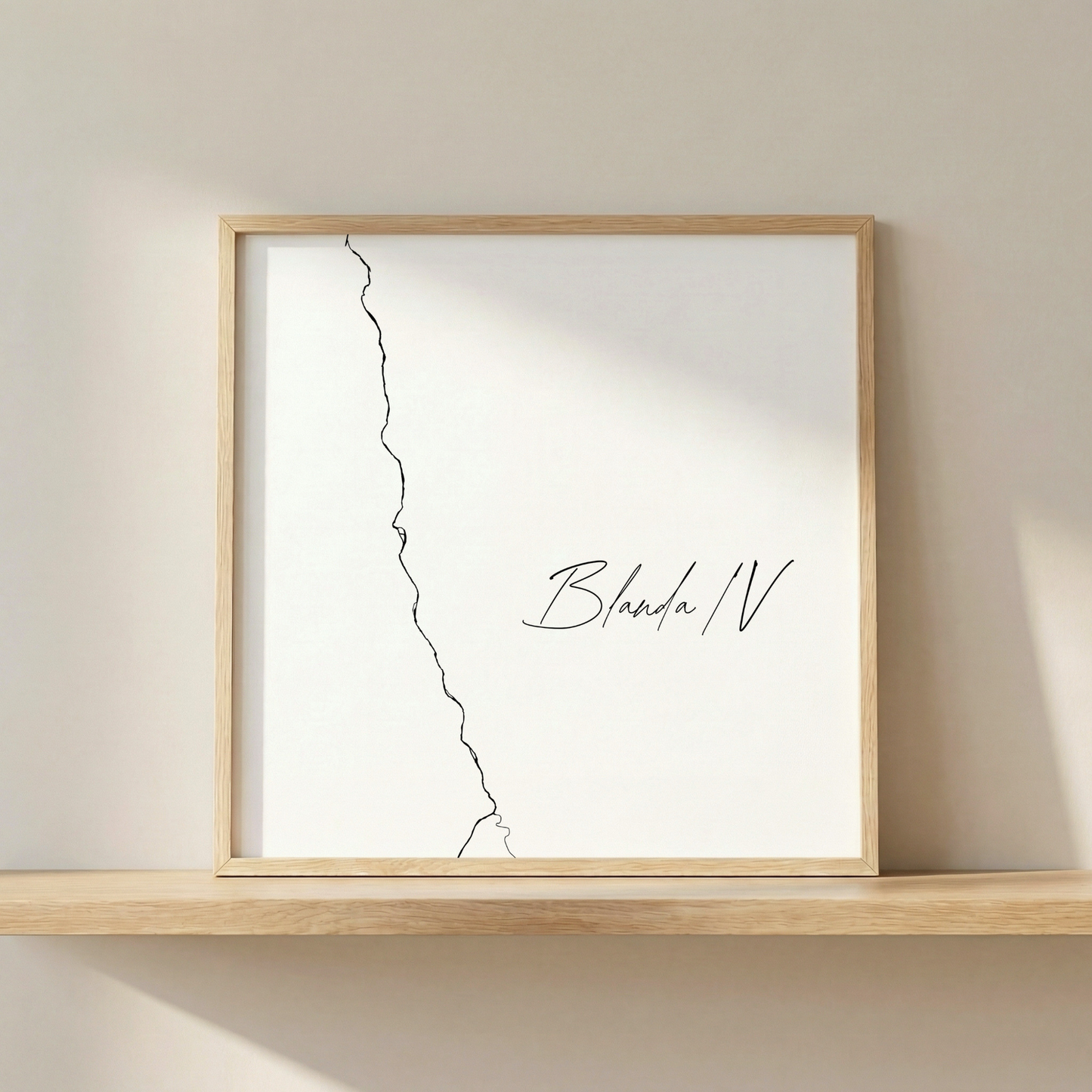 Blanda IV Iceland river art print in oak frame – minimalist river artwork – nordic interior wall styling – Veidislod