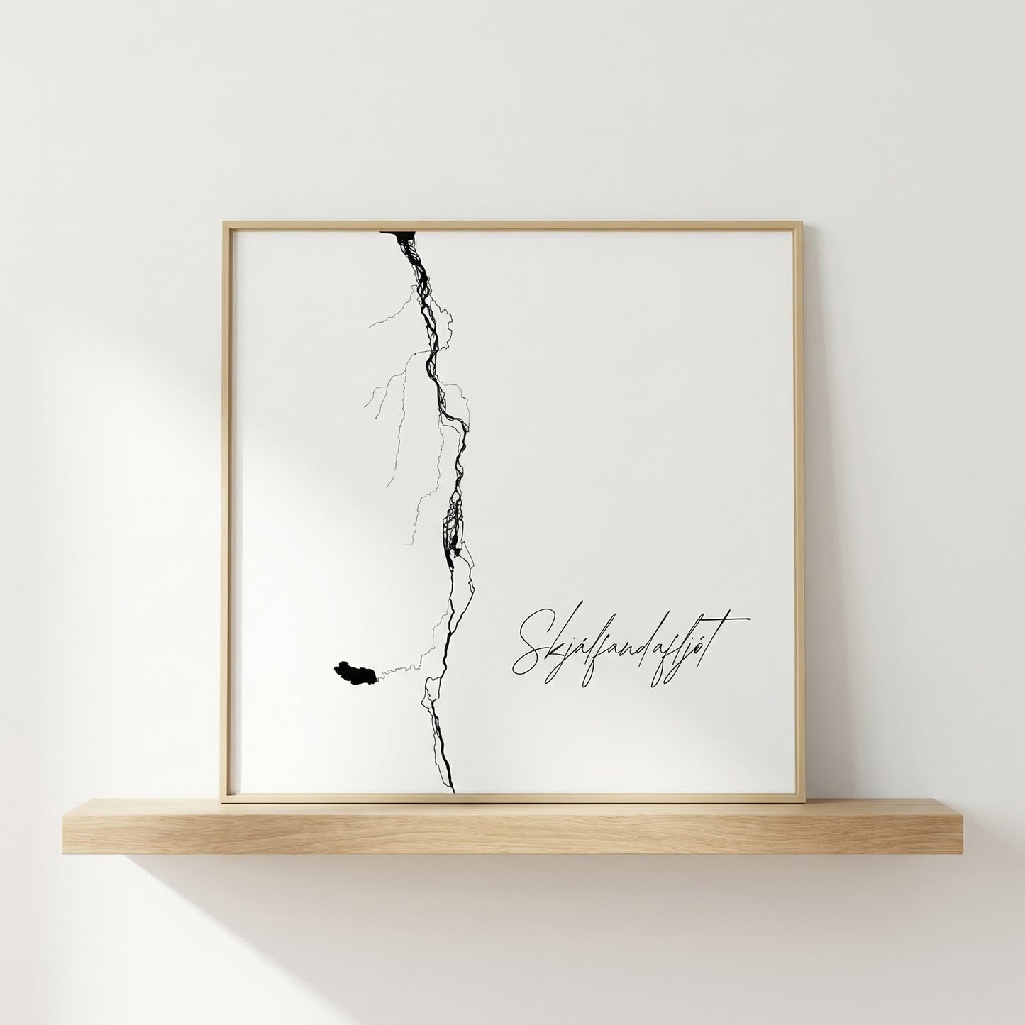 Skjálfandafljót Iceland river art print in oak frame – minimalist river artwork – scandinavian interior wall – Veidislod