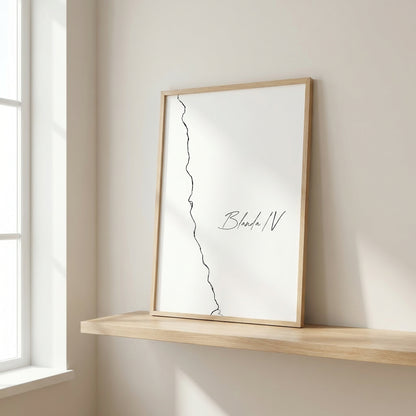 Blanda IV Iceland river art print in oak frame – minimalist river artwork – nordic interior wall styling – Veidislod
