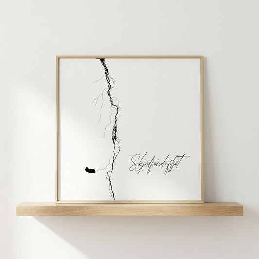 Skjálfandafljót Iceland river art print in oak frame – minimalist river artwork – scandinavian interior wall – Veidislod