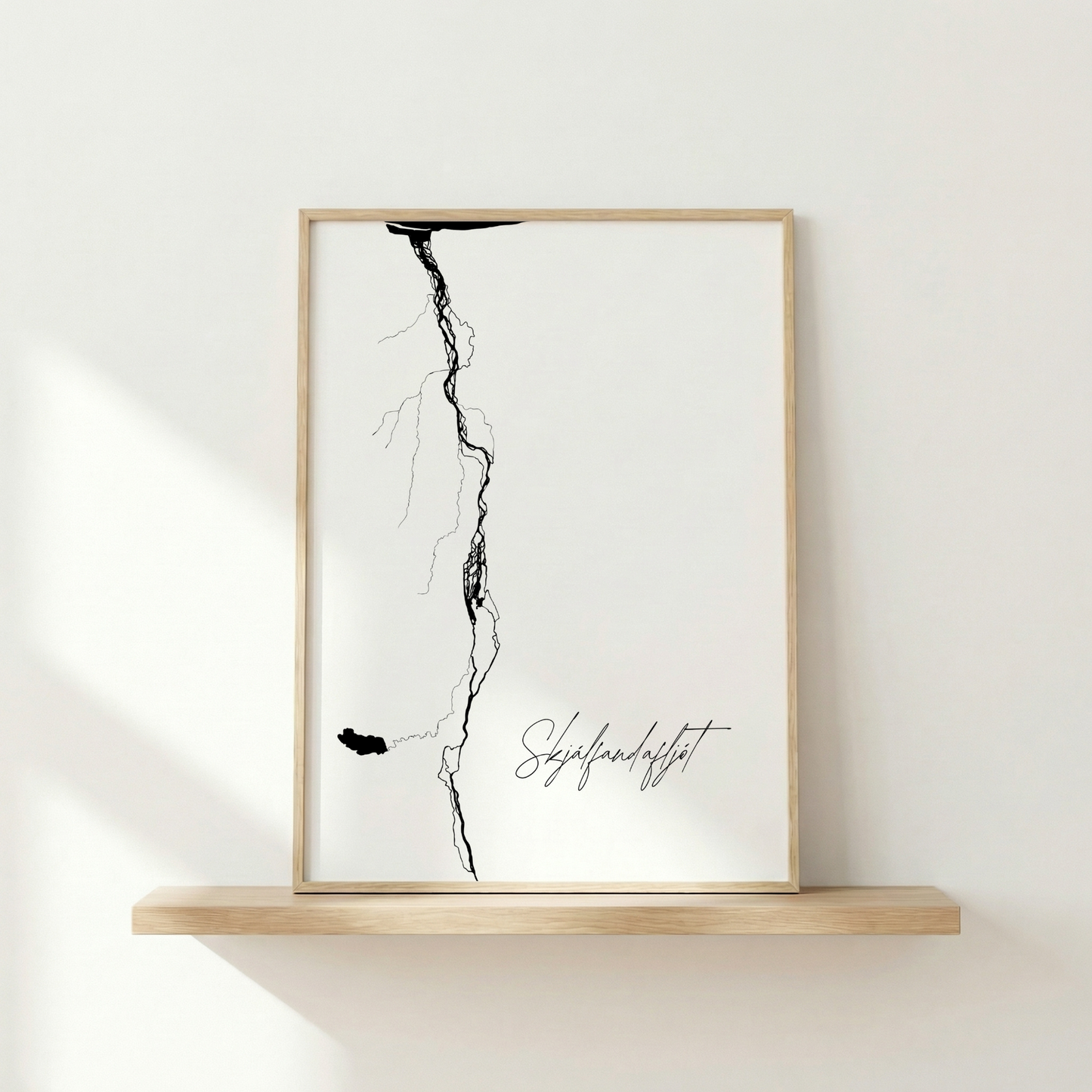 Skjálfandafljót Iceland river art print in oak frame – minimalist river artwork – scandinavian interior wall – Veidislod